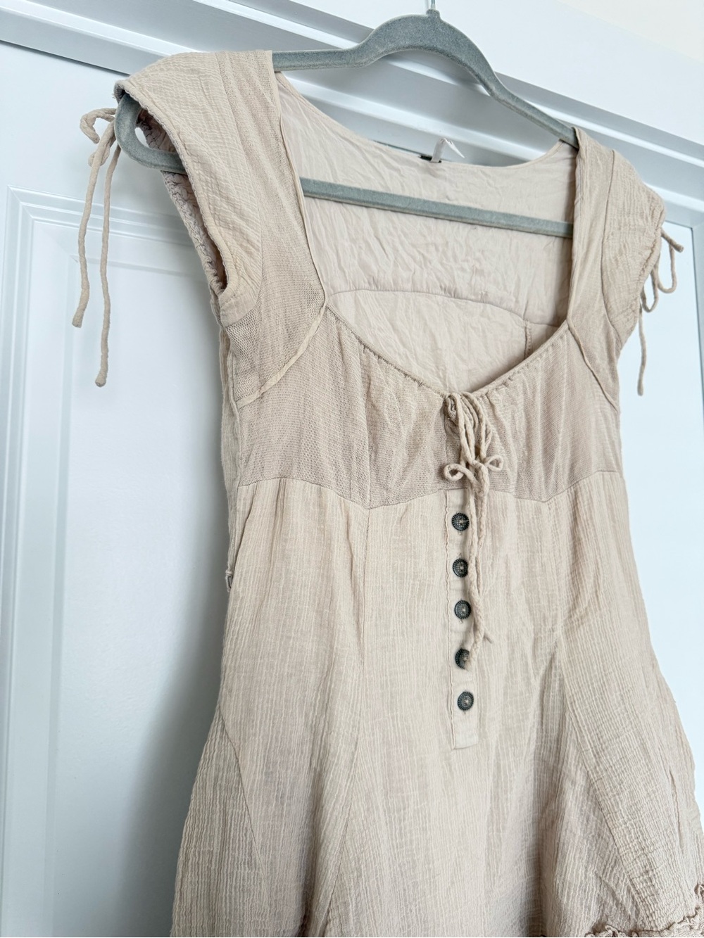 Free People Sweetly Be Mini Dress Tan Boho Dress - Picture 3 of 6